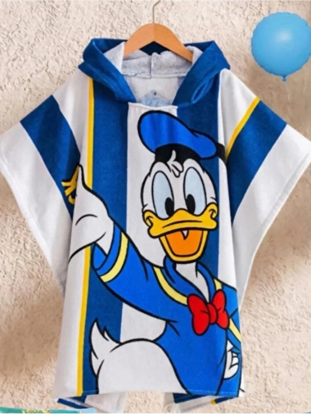 Disney Donald Duck Hooded Kids Poncho in Blue, White, Yellow